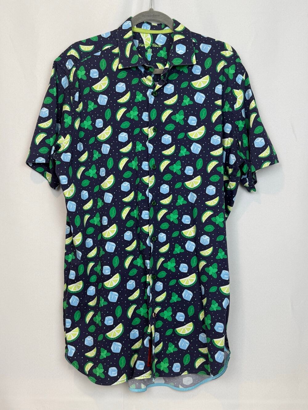 Luchiano Visconti Black Mojito Lime Print Shirt Mens XL Novelty